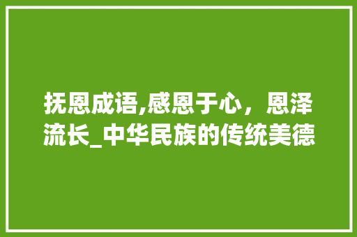 抚恩成语,感恩于心，恩泽流长_中华民族的传统美德
