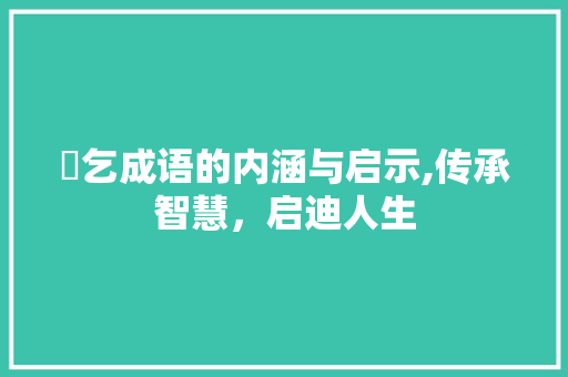 揺乞成语的内涵与启示,传承智慧，启迪人生