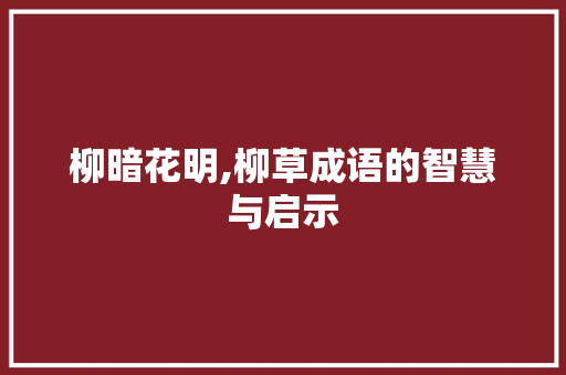 柳暗花明,柳草成语的智慧与启示