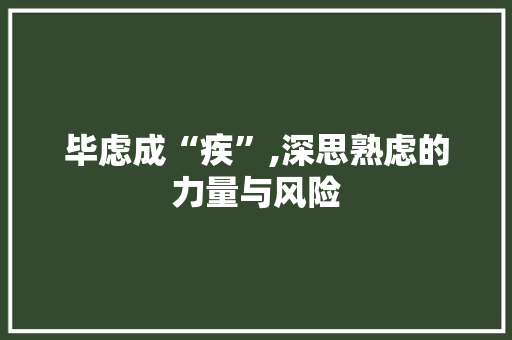 毕虑成“疾”,深思熟虑的力量与风险