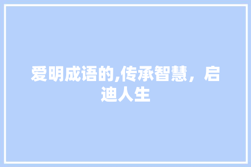 爱明成语的,传承智慧，启迪人生