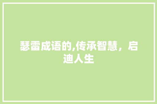 瑟雷成语的,传承智慧，启迪人生