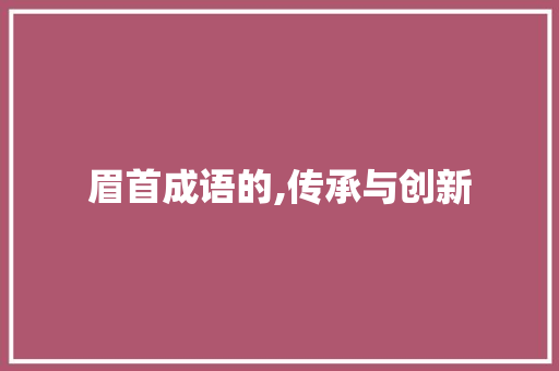 眉首成语的,传承与创新