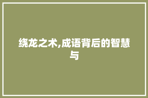 绕龙之术,成语背后的智慧与