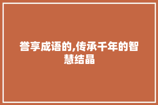 誉享成语的,传承千年的智慧结晶