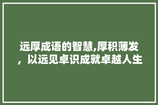 远厚成语的智慧,厚积薄发，以远见卓识成就卓越人生