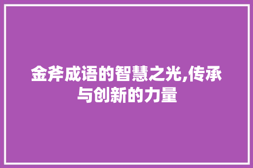 金斧成语的智慧之光,传承与创新的力量