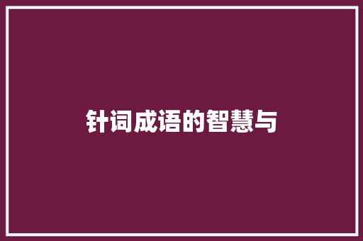 针词成语的智慧与