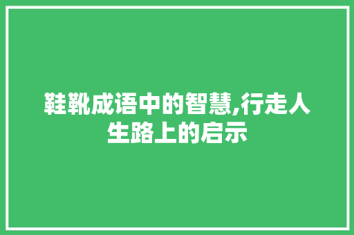 鞋靴成语中的智慧,行走人生路上的启示