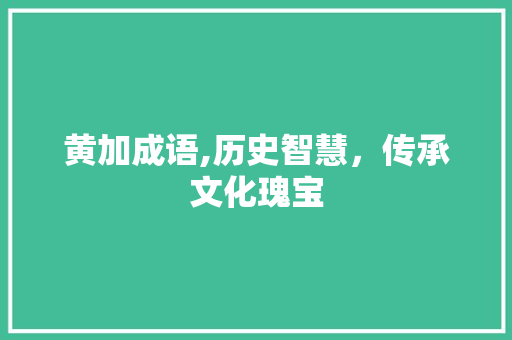 黄加成语,历史智慧，传承文化瑰宝