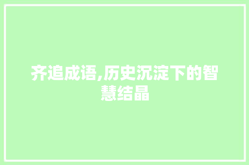 齐追成语,历史沉淀下的智慧结晶