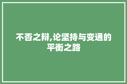 不否之辩,论坚持与变通的平衡之路