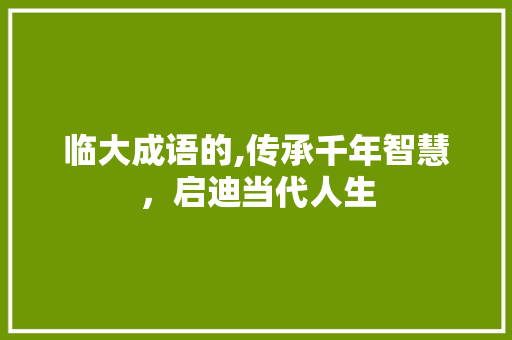 临大成语的,传承千年智慧，启迪当代人生