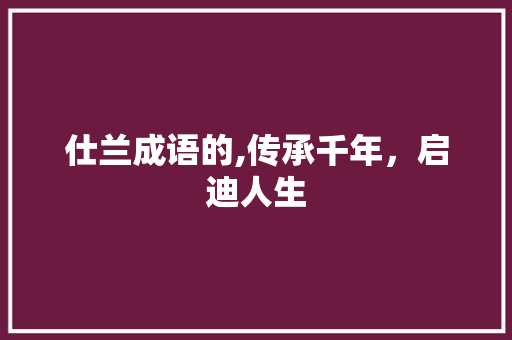 仕兰成语的,传承千年，启迪人生