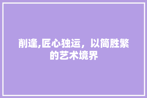 削逢,匠心独运，以简胜繁的艺术境界