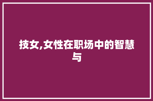 技女,女性在职场中的智慧与