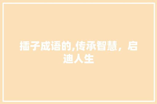 插子成语的,传承智慧，启迪人生