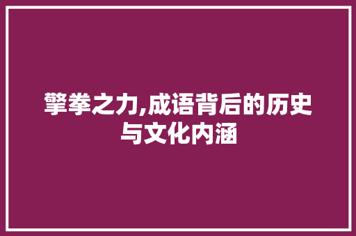 擎拳之力,成语背后的历史与文化内涵