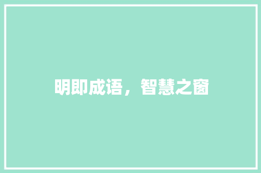 明即成语，智慧之窗