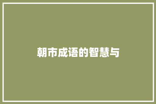 朝市成语的智慧与
