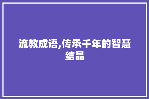 流教成语,传承千年的智慧结晶