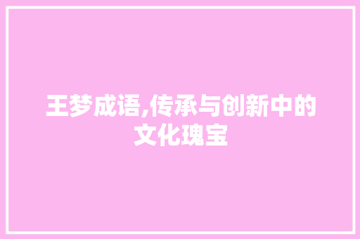 王梦成语,传承与创新中的文化瑰宝