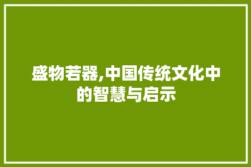 盛物若器,中国传统文化中的智慧与启示