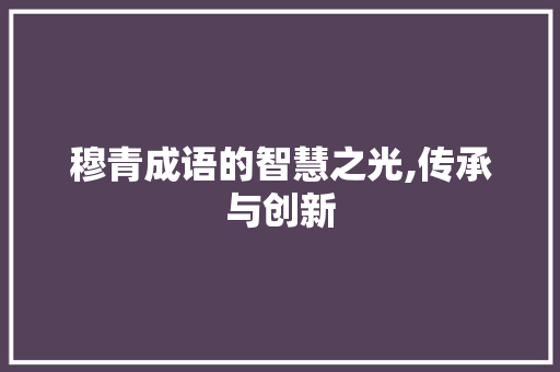 穆青成语的智慧之光,传承与创新