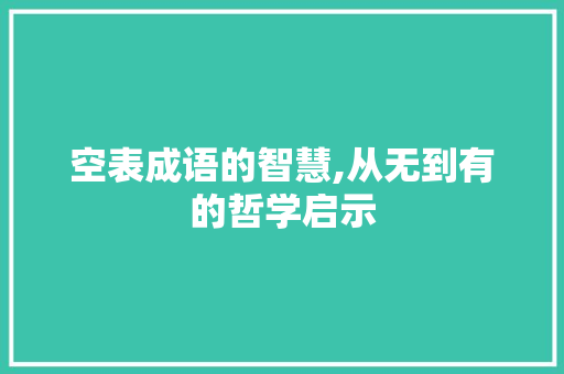 空表成语的智慧,从无到有的哲学启示