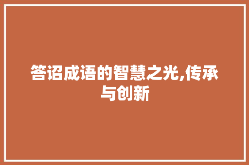 答诏成语的智慧之光,传承与创新 应用文