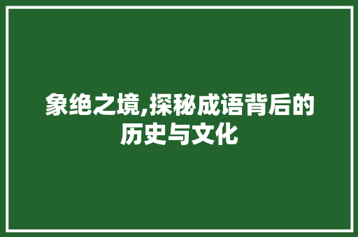 象绝之境,探秘成语背后的历史与文化
