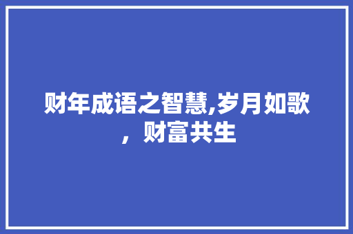 财年成语之智慧,岁月如歌，财富共生