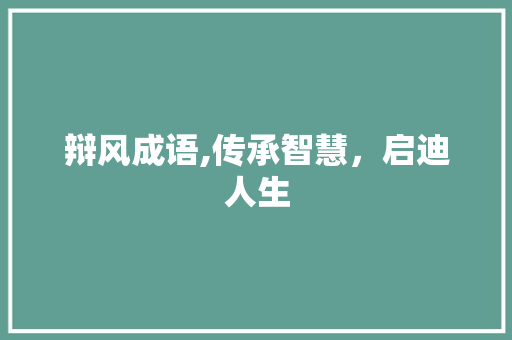 辩风成语,传承智慧，启迪人生 诗词应用