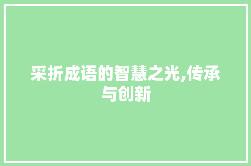 采折成语的智慧之光,传承与创新