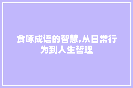 食啄成语的智慧,从日常行为到人生哲理