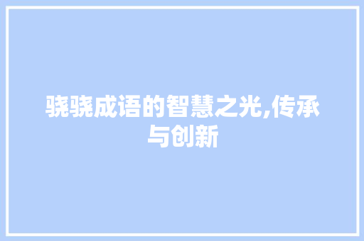骁骁成语的智慧之光,传承与创新