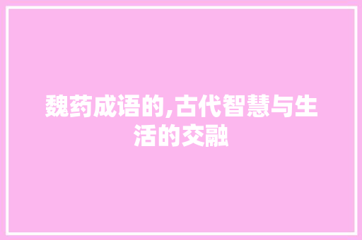魏药成语的,古代智慧与生活的交融