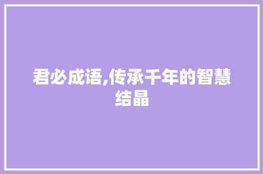 君必成语,传承千年的智慧结晶