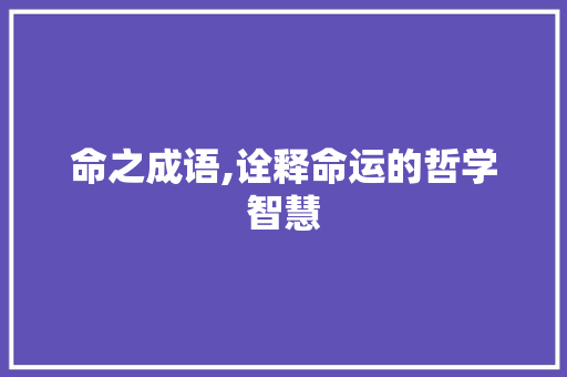 命之成语,诠释命运的哲学智慧