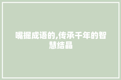 嘴掘成语的,传承千年的智慧结晶