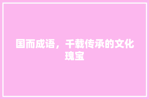 国而成语，千载传承的文化瑰宝