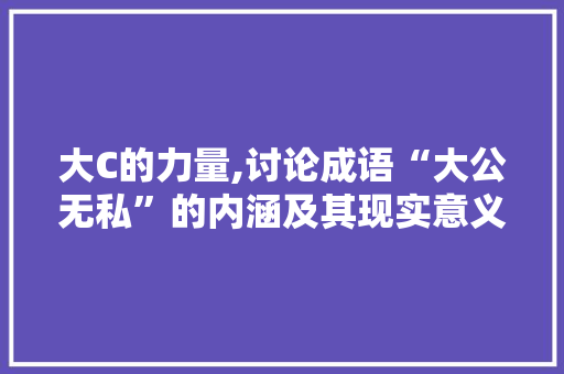 大C的力量,讨论成语“大公无私”的内涵及其现实意义