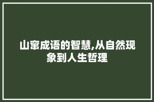山窜成语的智慧,从自然现象到人生哲理