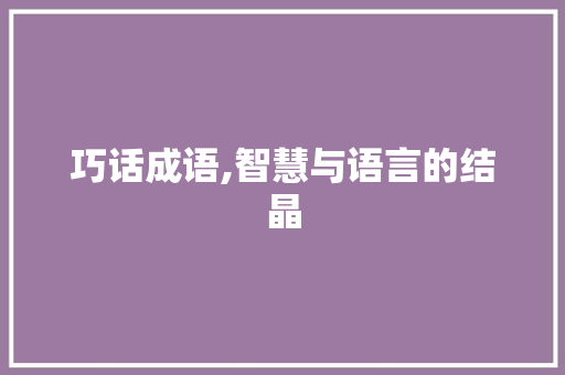 巧话成语,智慧与语言的结晶