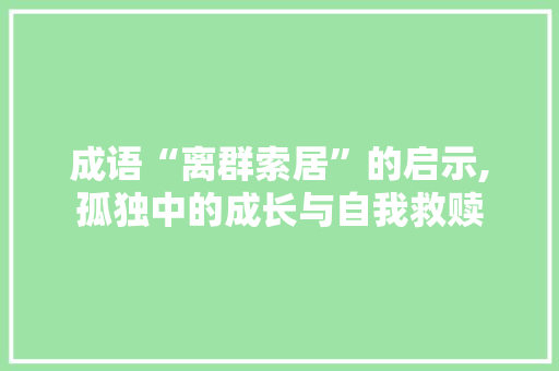 成语“离群索居”的启示,孤独中的成长与自我救赎
