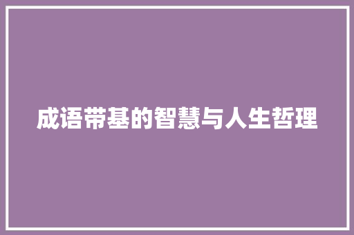 成语带基的智慧与人生哲理