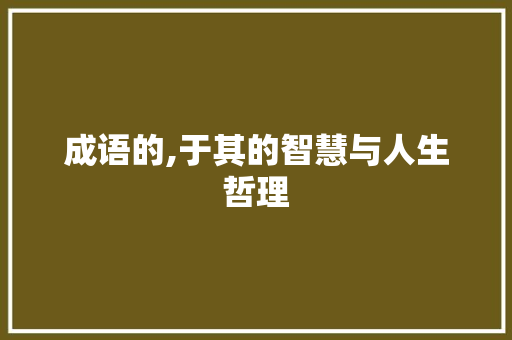 成语的,于其的智慧与人生哲理