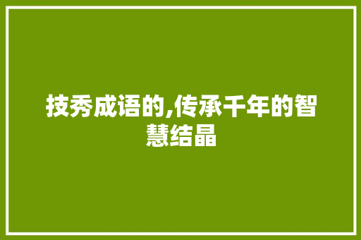 技秀成语的,传承千年的智慧结晶