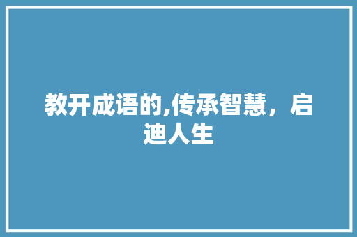 教开成语的,传承智慧，启迪人生