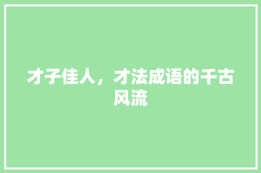 才子佳人，才法成语的千古风流
